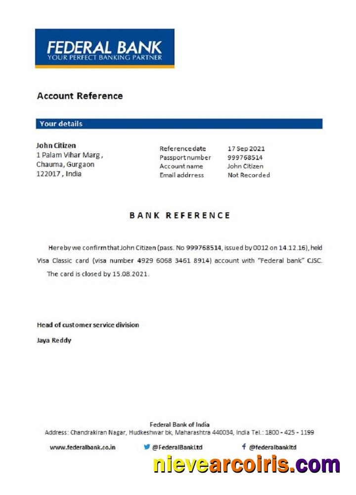 India Federal bank closure reference